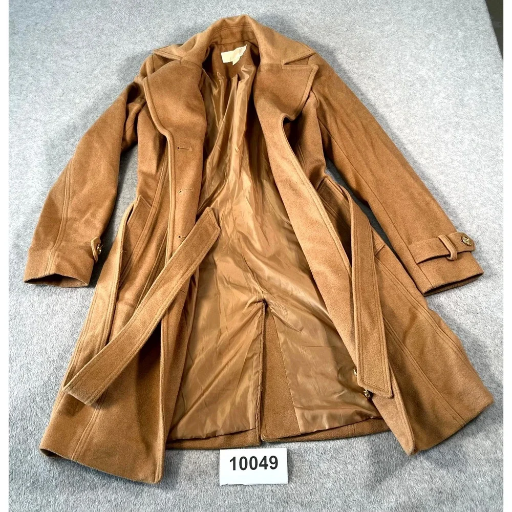 Michael Kors Trench Coat Women's XS Brown Waist Belted Notch Lapel Long Sleeve